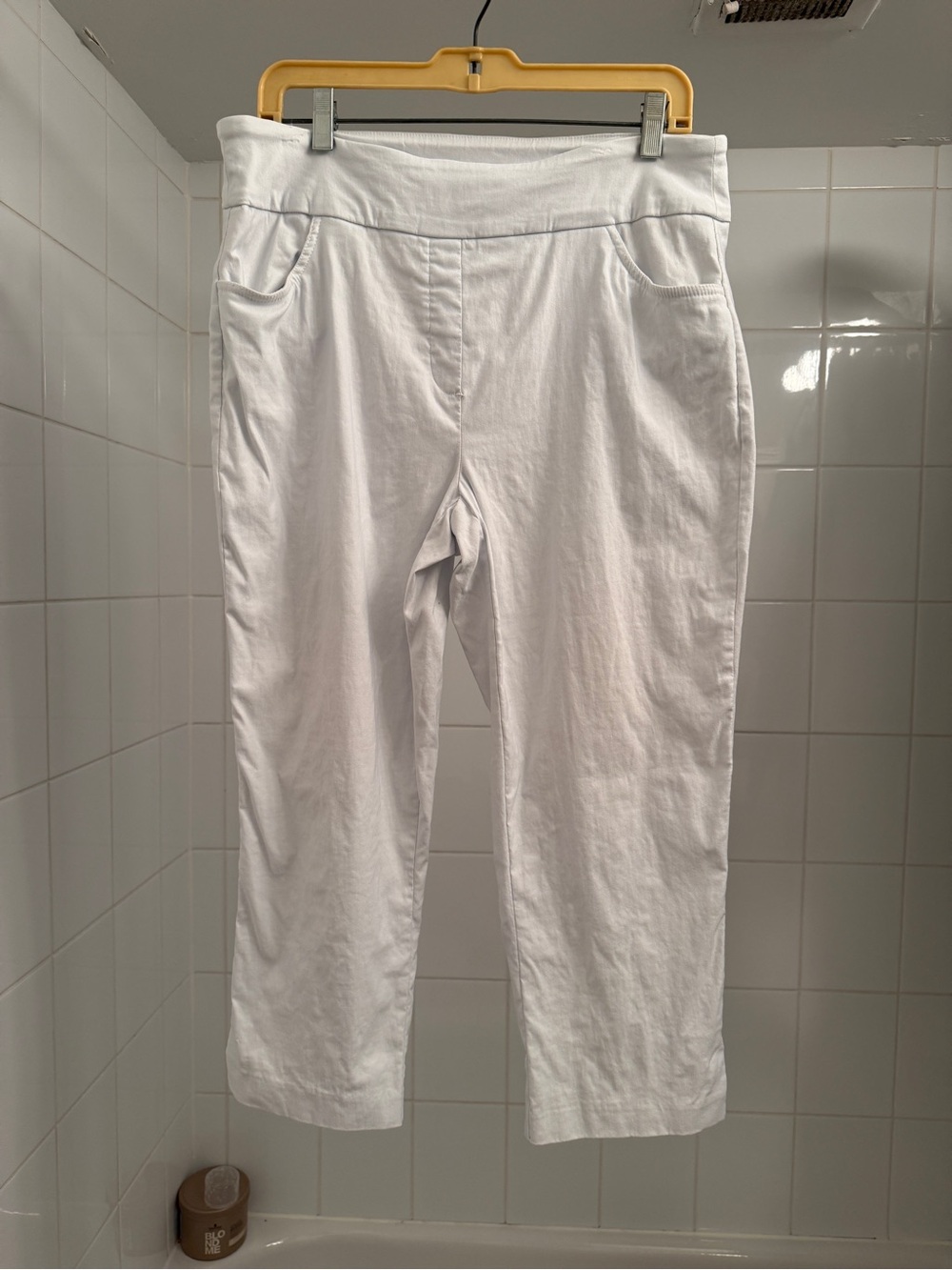 Simons White Cropped Pull-On Straight-Leg Pants